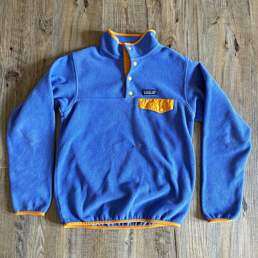 Patagonia Synchilla Womens S Blue Fleece Snap-T Pullover Mock Neck Chest Pocket